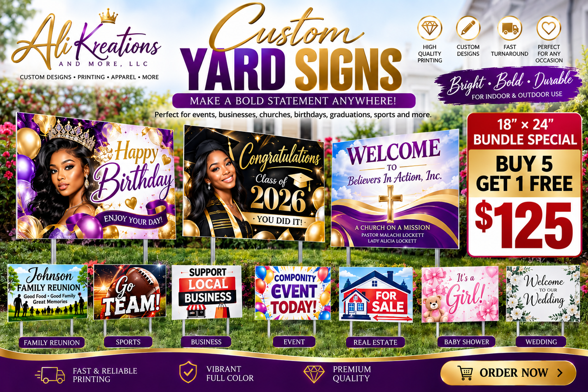 18x24 Custom Yard Signs Buy 5 Get 1 Free Bundle