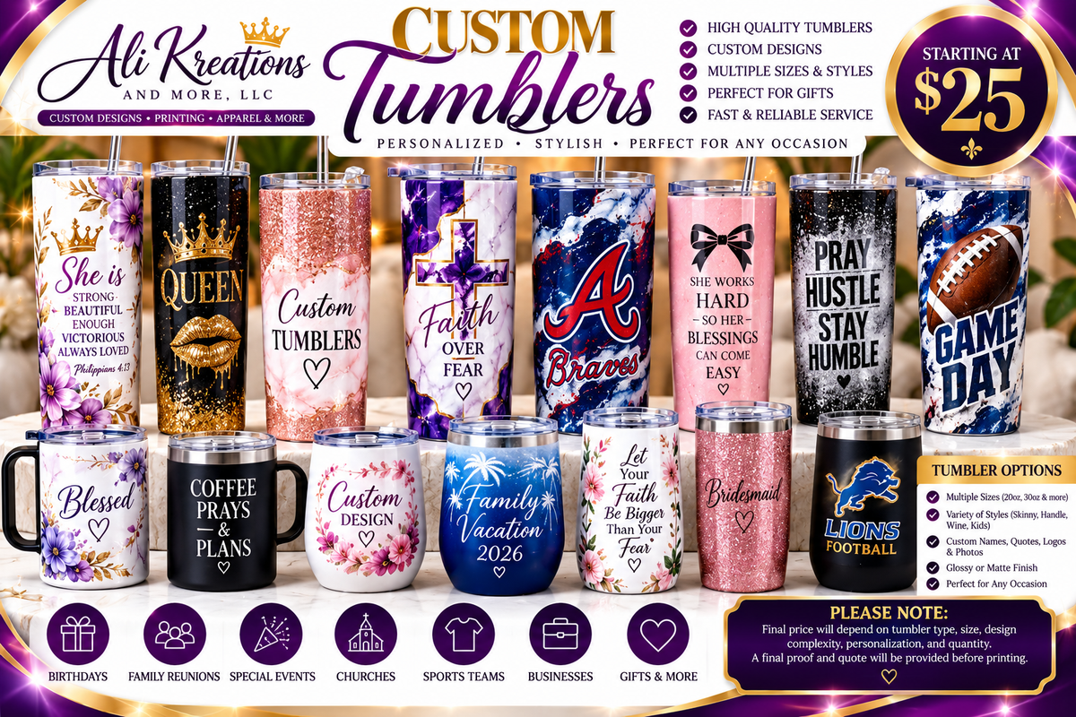Custom Tumblers - Ali Kreations & More
