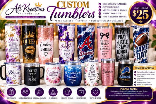 Custom Tumblers - Ali Kreations & More